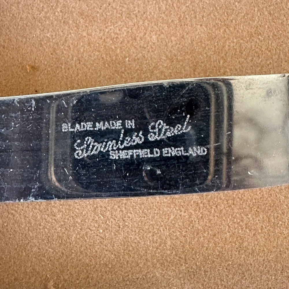 Vintage Porcelain 6 Knife Set by A.E. Lewis Made in Sheffield, England, VGUC Box